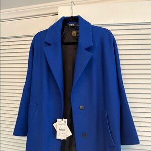 Zara Royal Blue Long Coat with Black Lining